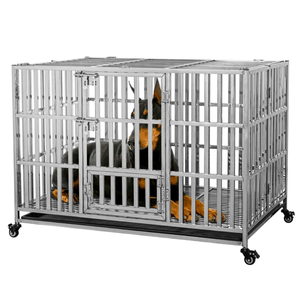 Grand chenil d'intérieur pour animaux de compagnie Fermeture à bouton <span class=keywords><strong>Cage</strong></span> à chien en acier inoxydable à motif solide Plateau en plastique pliant Boîte à palettes Toilette incluse - Product Image 3