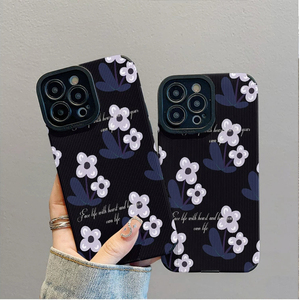 Custodia per cellulare in TPU con stampa floreale blu viola in similpelle per <span class=keywords><strong>iPhone</strong></span> X, XR, <span class=keywords><strong>11</strong></span>, 12, 13, 14, 15, 16, 17, 18 Pro Max - Product Image 2