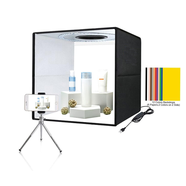 40cm LED Ring Light Photo Studio Accessories Photography Lighting Box with 6 Colors Backdrops