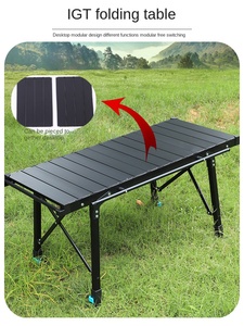 Tavolo Pieghevole in Lega di Alluminio Sollevabile per Esterni, Portatile, per Campeggio, BBQ, Combinazione con Fornello da Campeggio IGT - Product Image 3