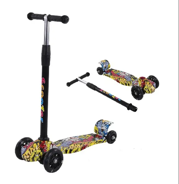 customized hot sale CHINA flashing wheel scooter kids best red 4 wheels kids kick scooters for sale / china kids cooters flash