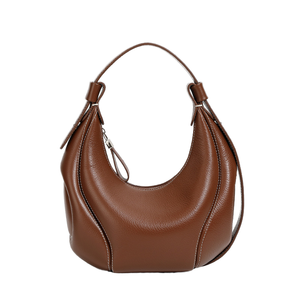Sac à bandoulière demi-lune de luxe en cuir de vachette véritable pour femme Royaa JM2506295 2025, avec deux poignées et fermeture éclair - Product Image 1