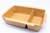 Boîtes alimentaires jetables en papier kraft multi-compartiments, contenants biodégradables pour la restauration rapide à emporter