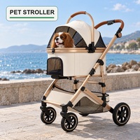 Poussette pour animaux de compagnie avec cabine amovible, cadre pliable et roues en EVA pour les promenades dans le quartier avec des chiens et des chats