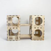 Maison pour animaux de compagnie Playhouse Cubes Maison modulaire en bois pour chat Meubles pour animaux de compagnie à plusieurs niveaux pour chats Maison Aire de jeux Espace de relaxation pour animaux de compagnie