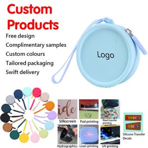 OEM ODM Silicone Zipper Round Coin Purse & Earphone/Data Cable Storage Key Case with <b>Lipstick</b> Holder Portable - Product Image 1