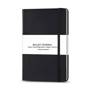A5 individuelle bedruckte Bujo Hersteller Tagebücher mit Leder abdeckung Dot-Pellets