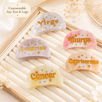 Pince à cheveux personnalisée Ume en acrylique moyen avec gravure du signe du zodiaque pour femme – Accessoire de coiffure unique et cadeau idéal