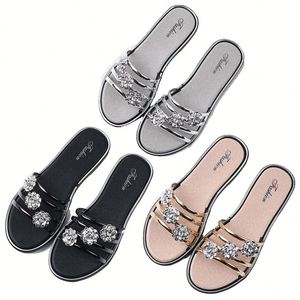 2026 Summer New Mule slippers Women Outdoor Fashion Flower Decor <b>Flat</b> One Strap Soft Sole Non slip Beach <b>Sandals</b> - Product Image 5