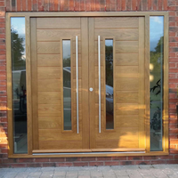 DAIYA portes en bois de teck massif avec poignée en acier pour porte en verre