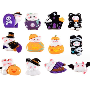 Dibujos Animados Halloween Navidad decoración hospital flatback oso resina cabujón Calabaza Esqueleto murciélago casa fantasma sombrero - Product Image 3