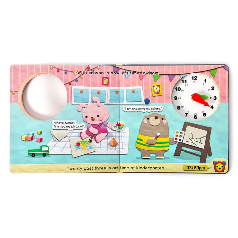 Copllent fun Clock educational book Picture Clock Toy Learn time for kids