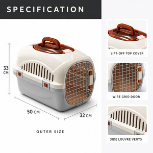 Cage de transport pliable pour animaux de compagnie en plastique grande capacité, pour chat et chien, avec porte en maille métallique - Product Image 2