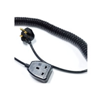 Cable Espiral Enrollado con Enchufe UK a Enchufe UK de 3 Pines, Cable de Extensión Retráctil
