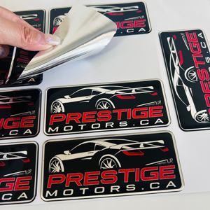 สติกเกอร์เรซิ่นอีพ็อกซี่แบบตัด 3 มิติ พิมพ์โลโก้ตามสั่ง กันน้ำ สำหรับโฆษณา พร้อมพื้นหลังสีเงิน - Product Image 1