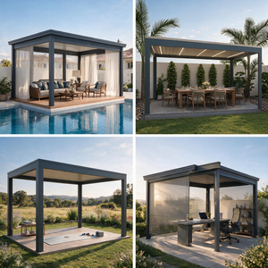 3x4m Electric Louver Pergola Aluminum Gazebo Remote Control Sun Shade Waterproof Outdoor Pavilion for Swimming <strong>Pool</strong> Garden - Product Image 2