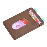 Porte-cartes minimaliste de luxe en cuir PU avec pince à billets métallique, format compact pour poche avant, vente en gros OEM