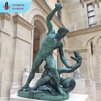 Famosa Figura Clásica de la Mitología Griega, Estatua Decorativa para Jardín, Reproducción de la Escultura de Bronce del Dios Hércules Luchando Contra la Serpiente