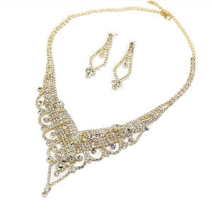 Лидер продаж, модное свадебное ожерелье и серьги с бриллиантами из белого камня, комплект из двух частей, ожерелье с бриллиантами Jwelary - Product Image 5