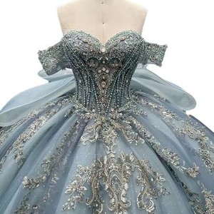 Robes de Quinceanera <span class=keywords><strong>pas</strong></span> <span class=keywords><strong>cher</strong></span> <span class=keywords><strong>robe</strong></span> de bal à épaules dénudées en tulle bleu royal pour <span class=keywords><strong>robe</strong></span> de bal en gros - Product Image 2