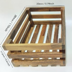 Juego de Cestas de Almacenamiento de Madera de Acacia, Caja de Madera Apilable para Exhibir Frutas y Aperitivos, 1 Juego, Color Natural - Product Image 3