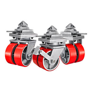 6/8/10/12 polegadas extra pesado núcleo de ferro fundido vermelho pu duplo rodízio recipiente rodas - Product Image 3