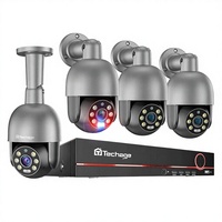 Système de caméra IP POE de sécurité PTZ 8 canaux 5MP pour extérieur avec détection humaine IA, audio bidirectionnel, vision nocturne couleur et panoramique/inclinaison 355°