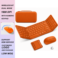 Combo de Teclado y Ratón Inalámbricos Plegables BT, Ratón Inalámbrico Recargable USB-C 2.4G + BT5.0, Teclado Portátil de Tamaño Completo para Viajes