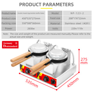Macchina Elettrica Commerciale per <span class=keywords><strong>Waffle</strong></span> a Bolle con Doppia Testa per Snack - Product Image 5