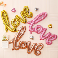 Ballons Lettres 18 Pouces Or Rose Rouge Amour en Aluminium et Latex pour Mariage, Fête, Saint-Valentin