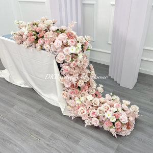 Popular Camino de <span class=keywords><strong>Flores</strong></span> Artificiales para Decoración de Bodas, Camino de <span class=keywords><strong>Flores</strong></span> Artificiales de Alta Calidad en Color Rosa Pálido para el Pasillo de Boda - Product Image 3