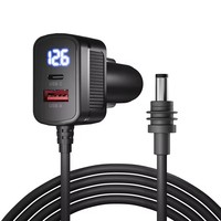 Cable de Alimentación JMAX 3M Starlink Mini de 100W 12V-24V, Adaptador de Encendedor de Cigarrillos a Cable de Alimentación CC con Puerto USB Tipo-C y Voltímetro