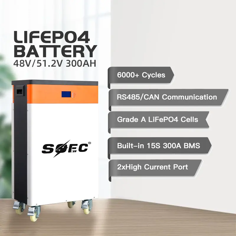 Soec Neuentwicklung Bequemes Bewegen 48v 300ah Lithium batterie 15kwh mit Rädern