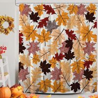 Rideau de douche en polyester à motif feuilles d'automne, imperméable, résistant à la moisissure, séchage rapide, ensemble de rideaux de douche modernes personnalisables