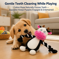 Jouets pour chiens Roadreign écologiques en peluche avec couineur, en polyester et corde de coton, jouet interactif à mâcher pour chiots et petits chiens, pour le nettoyage des dents
