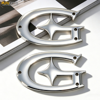 Plaque de logo en alliage de zinc argenté de luxe, personnalisée avec initiale G en forme de croix ou d'étoile, pour étiquette de vêtement, chaussures, sacs, marque de créateur, faible MOQ, OEM/ODM