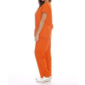 Haute qualité Orange Stretch Blouse et pantalon Scrubs uniformes vêtements médicaux uniforme d'hôpital pour les femmes - Product Image 3
