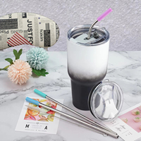 Mug de voyage personnalisé avec logo, sans BPA, à double paroi, isolé sous vide, en acier inoxydable, 30 oz, avec couvercle à paille