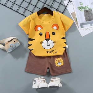 Ensembles de vêtements pour enfants en coton, imprimé dessin animé, tenue d'été, 2 pièces, manches courtes, vêtements décontractés pour enfants, garçons et filles - Product Image 3