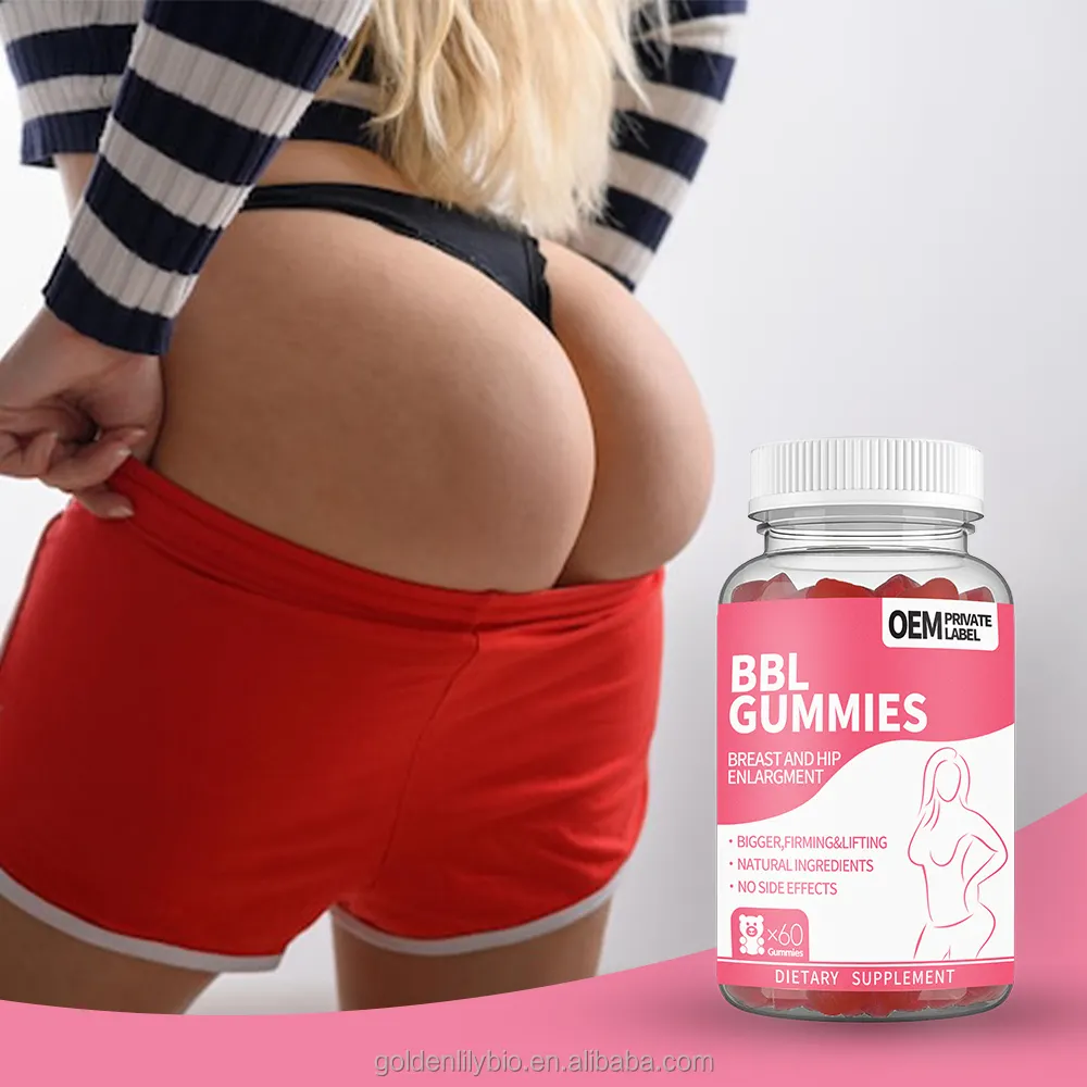 Vitamin tự nhiên BBL Gummies không có nhãn cho người lớn đốt cháy chất béo mông nâng lên kích thích cơ bắp ở lại phù hợp với mở rộng