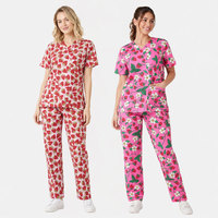 Ensembles de blouses médicales imprimées en gros, uniformes d'infirmières à motifs amusants, blouses colorées personnalisées pour les professionnels de la santé australiens, fabrication OEM