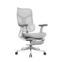 Chaise de bureau ergonomique minimaliste en maille avec soutien lombaire indépendant, accoudoirs rotatifs à 360 degrés, cadre en aluminium pour bureau à domicile