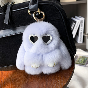 Cute Bunny Plush Keychain love Heart Glasses Rabbit Key Chains Rabbit Fur Pom Toys Ornament Pom Pom Pendant Gifts Handbag Charms