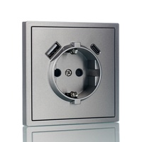 Prise murale allemande Schuko avec chargeur USB de type A et de type C, design de panneau PC de grande taille, norme européenne 250V 16A, pour la maison et l'hôtel