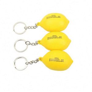 Custom Logo PU Lemon Anti-Stress Ball Keychain Promotional Toy for Children - Product Image 2
