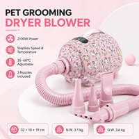 Séchoir portable 2100W à anions pour chiens et chats, avec LED et vitesse variable précise, pour un séchage sain