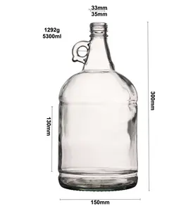 Berlino Packaging personalizzato birra prodotta trasparente Growlers Gallon brocca vuota grande bottiglia d'acqua in vetro di vino con manico
