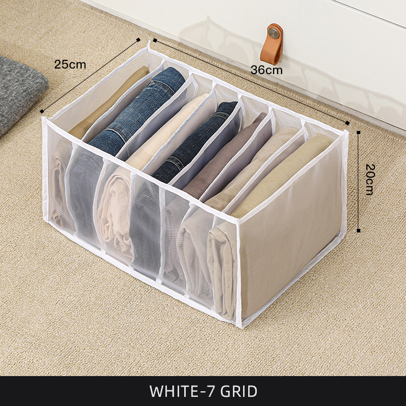 Boîte de rangement pour jeans blanche à 7 compartiments