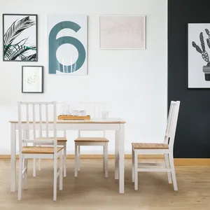 Juegos de comedor de diseño Simple, muebles de estilo campestre, juegos de comedor blanco, mesa de madera de 4 plazas, conjunto de comedor