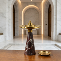 Brûleur d'encens Bakhoor en marbre naturel rouge, vente en gros, avec couvercle en laiton, pour la décoration intérieure de Ramadan, Eid, hôtels, appartements, villas